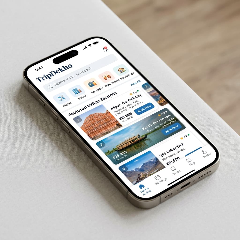 TripDekho Mobile App Mockup