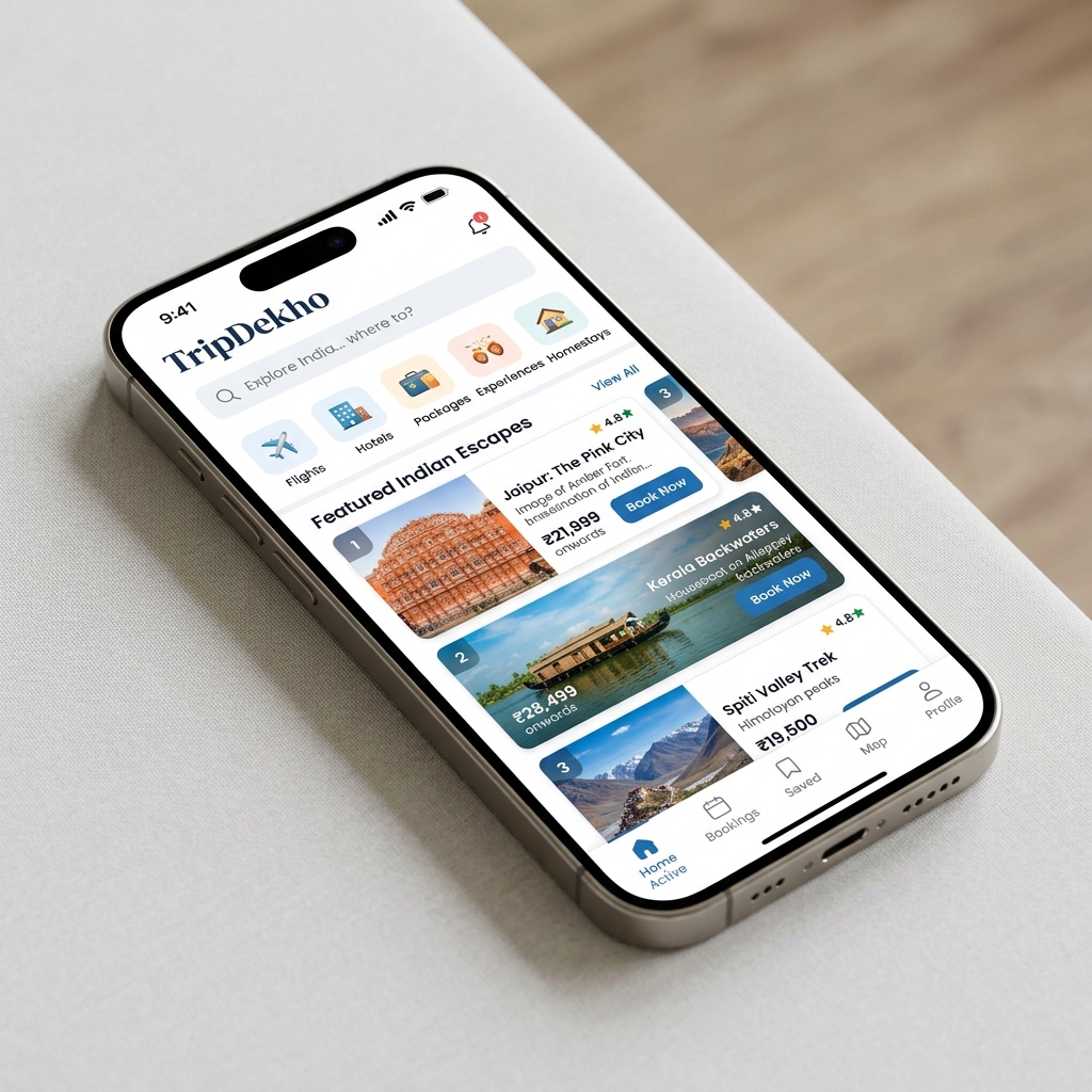 TripDekho Mobile App Mockup